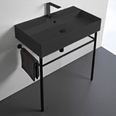 Black Modern Console Sink, 32 inch